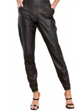 Spanx Black Faux Leather Straight-Leg Pants